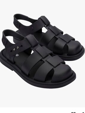 Melissa Black Strappy Jelly Fisherman Sandals